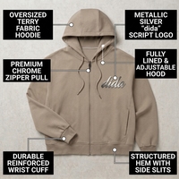 Sweat-shirt à capuche zippé épais pour homme, personnalisable avec logo brodé, style streetwear, en tissu éponge délavé à l'acide, coupe oversize