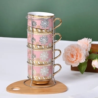 Tasses en céramique arabes Ensemble de table basse de luxe européen Coffret cadeau de 6 tasses à café Tasse à café en céramique turque et soucoupe