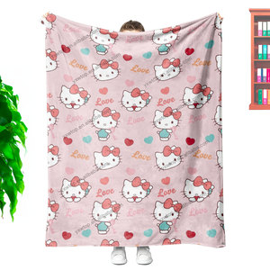 Valentijnsdag <span class=keywords><strong>2026</strong></span> op maat gemaakte cartoon Kitty Cupido engel sublimatie luxe Valentijnsdag thema fleece deken voor een speciaal cadeau - Product Image 3