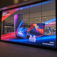 Pantalla LED Transparente de Gran Formato para Escaparates de Tiendas de Electrónica, Pantalla Completa para Ventanas de Vidrio