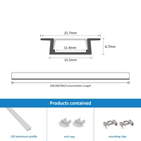 Profilé en aluminium pour bande LED 022A, encastré, en alliage d'aluminium 6063 anodisé, canal lumineux à rainure en T, série 6000