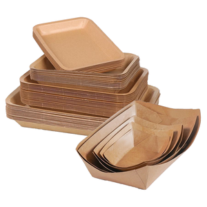 Barquette rectangulaire jetable en papier kraft, biodégradable, alimentaire, pour sandwichs, hamburgers, salades, sushis, pains, pizzas, fritures <span class=keywords><strong>EMOER</strong></span> - Product Image 1