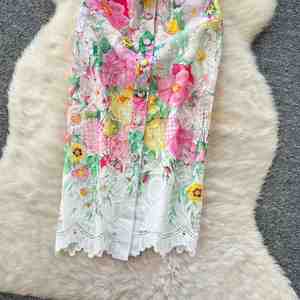 Vestido midi ajustado de invierno elegante con cuello con muescas, estampado digital, estilo túnica y blazer, con encaje calado y corte imperio para mujer - Product Image 3