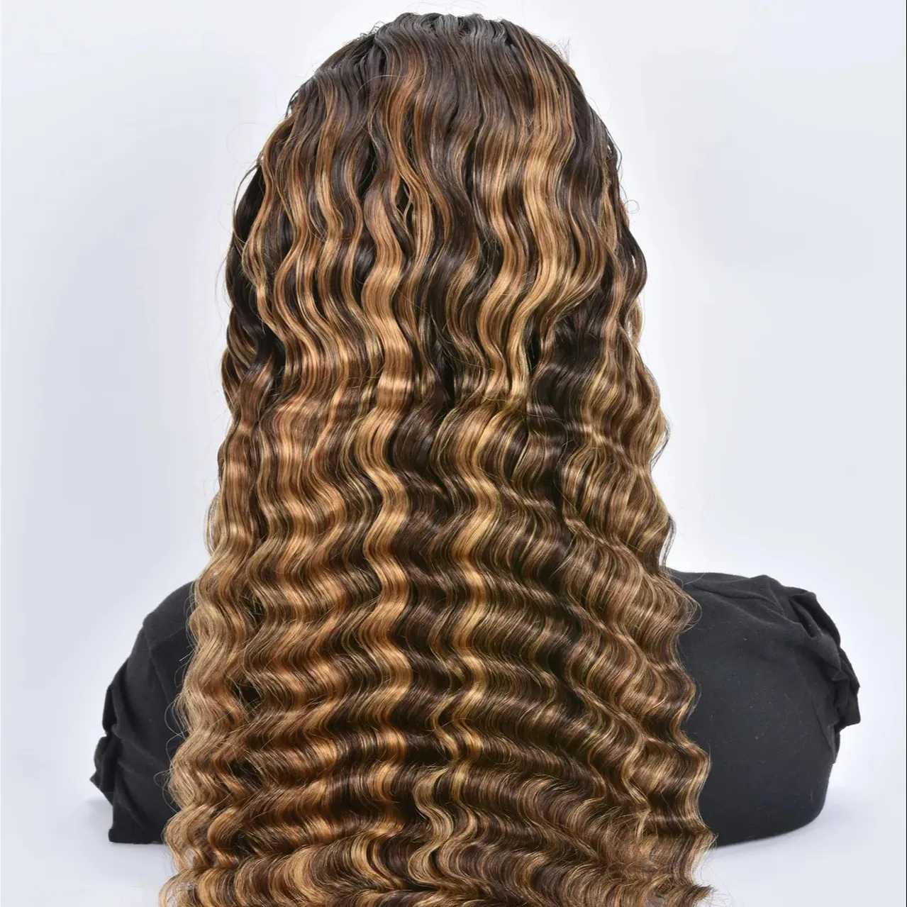Wig rambut manusia Brasil asli wig depan renda 4x4 gelombang badan #1B/27 grosir