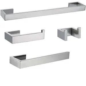 Set da bagno nero argento di prima classe in acciaio inossidabile quattro pezzi Set di barre per il bagno accessori