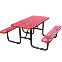Table de pique-nique en acier pour extérieur, usage commercial, 4/6/8 pieds, pour restaurant, jardin, terrasse, table à manger extérieure en métal avec banc