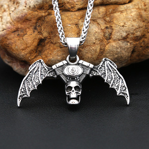 Yunnique-collar con colgante de calavera de murciélago de acero inoxidable, joyería gótica oscura retro de estilo Hip Hop, accesorio de moda para hombre - Product Image 3