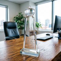 Trophée de bureau en cristal gravé et poli, personnalisé avec logo sur mesure, cadeau d'entreprise de fabricant renommé