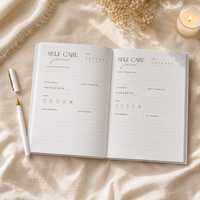 Carnet de soins personnels personnalisé, couverture rigide en lin, couverture unie crème, minimaliste, élégant, cadeau, marque privée, prêt à la vente en gros