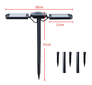Lampe solaire de jardin super lumineuse à 80 LED, panneau solaire monocristallin 2W, batterie au lithium 3.7V 1500mAh, lampe à piquet pour pelouse extérieure - Product Image 3