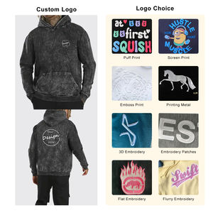 Nouveauté, étiquette de cou personnalisée design 100 coton, éponge française, pull à épaules tombantes, sweats à capuche délavés à l'acide vintage pour hommes - Product Image 3