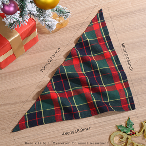 بندانات كلاب مخصصة بالجملة كبيرة الحجم من القطن لحفلات عيد الميلاد، بندانات كلاب مثلثة الشكل مزدوجة الطبقات بنقشة مربعات - Product Image 5