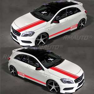 Juego de 5 pegatinas para coche, calcomanías para carrocería, rayas para puerta lateral, capó, espejo retrovisor, accesorios para coches de carreras - Product Image 3