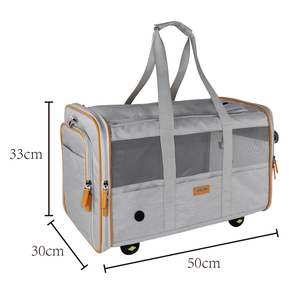 Senda Versatile Casual Style 10kg Solid Polyester Zipper Portable Wheeled Pet <b>Carrier</b> for Small Dogs & <b>Cats</b> - Product Image 2