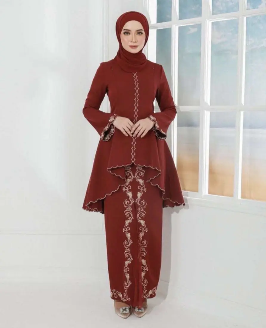 Benutzer definierte Luxus Muslimah Schwarz Muslim Kleid Frauen Kurung Borong Malaysia Singapur Muslim Country