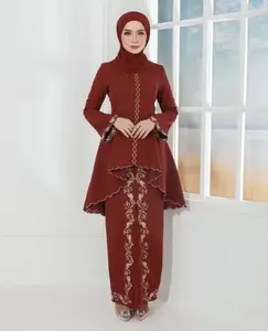 Đầm Hồi Giáo Màu Đen Sang Trọng Tùy Chỉnh Sang Trọng Cho Nữ 2023 Kurung Borong Malaysia Singapore Quốc Gia Hồi Giáo