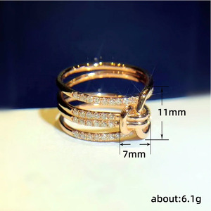 Anello Q344 in oro rosa con diamante, da donna, per fidanzamento, taglio rotondo brillante, colore naturale G, gioielli placcati 14K - Product Image 5