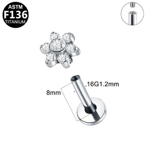<b>Titanium</b> Flower <b>Stud</b> Earrings G23 Stainless Steel Piercing Jewelry For Ear Cartilage Lip Nose Body Jewelry Gift - Product Image 5