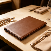 Porte-menu en cuir de qualité supérieure en gros, couverture de liste de vins, dossier personnalisé avec logo pour hôtel, café, restaurant, porte-menu en cuir avec élastique