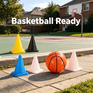 Ensemble de jouets sportifs 3 en 1 pour enfants avec cônes d'entraînement et pompe - <span class=keywords><strong>Football</strong></span>, basketball et soccer gonflables pour jeu actif en intérieur et en extérieur - Product Image 5