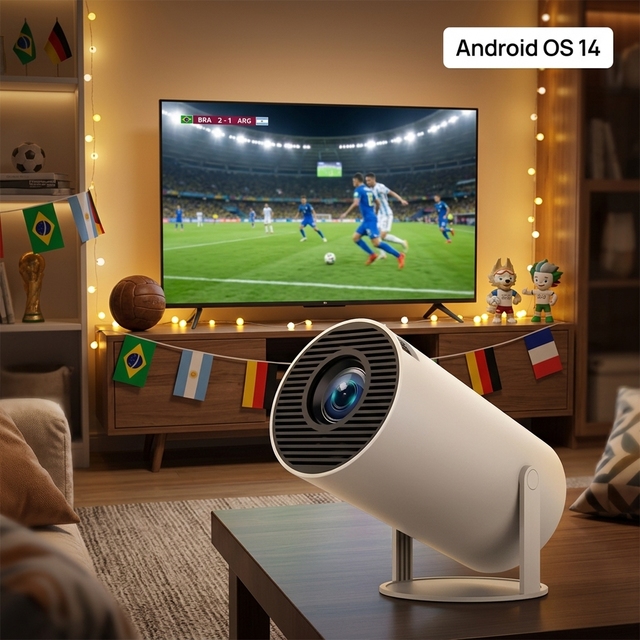 Smart Android 14.0 Projector with Stand 4K Support Mini Pico Projector for Home Theater Cheap Factory Price OEM ODM Customize