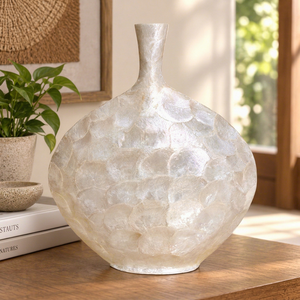 Handmade Modern Wedding <b>Floor</b> <b>Vase</b> Capiz Shell Tall Large <b>Standing</b> <b>Vase</b> for Home Hotel Interior Decor Wholesale - Product Image 5