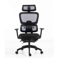 Chaise de bureau ergonomique à dossier haut en maille avec accoudoirs 3D réglables, appui-tête réglable en hauteur, roulettes silencieuses en nylon pour atelier et chambre