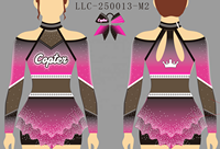 Uniforme de cheerleading personnalisé en tissu à manches longues, épaules dénudées, orné de strass étincelants et de nœuds