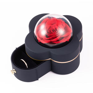 Regalo de San Valentín o Cumpleaños, Rosa Eterna en Forma de Trébol de Cuatro Hojas, Caja de Acrílico <span class=keywords><strong>para</strong></span> Regalo, Caja <span class=keywords><strong>para</strong></span> Anillo de Diamantes - Product Image 5