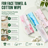 Sacs d'emballage à suspendre pour serviettes de visage – Conception personnalisée gratuite – Serviettes douces en coton pour le nettoyage et les soins personnels – Personnalisation en petites séries