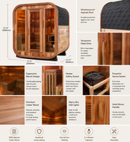 Sauna Kayu Cedar Merah Kanada Premium untuk Luar Ruangan dengan Pemanas Listrik dan Pintu Kaca Tempered untuk Halaman Belakang