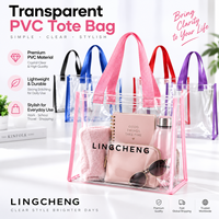 Sacs fourre-tout transparents approuvés pour les stades, sacs fourre-tout transparents en PVC avec poignées pour le travail, la plage, le déjeuner, les sports, les concerts