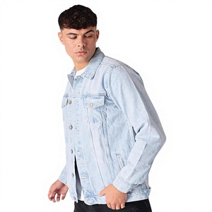 Men's <b>Light</b> Blue Denim Jacket Casual Turn-down Collar Regular Fit Washed Cotton Spring Style Denim Jacket For Sale - Product Image 1