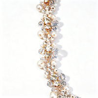 Serre-tête de mariée de luxe réglable en cristal argenté et perles, bandeau fleuri flexible, accessoires de coiffure de mariée