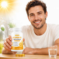 Vitamin D3 1000 IU (25 Mcg) Kualitas Makanan Label Pribadi, 60 Kapsul Lunak untuk Dewasa, Mendukung Kesehatan Imunitas, Tulang, Gigi, dan Otot, untuk Pria dan Wanita