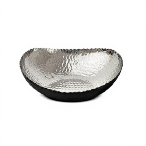 Tazón de servir de aluminio con tazón decorativo de primera calidad en color plateado y negro para frutas y chocolate. - Product Image 1