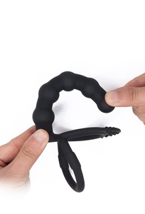 Силиконовое двойное кольцо с вибрационным кольцом для мужчин и женщин, анальные секс-игрушки, пробка для простаты - Product Image 2