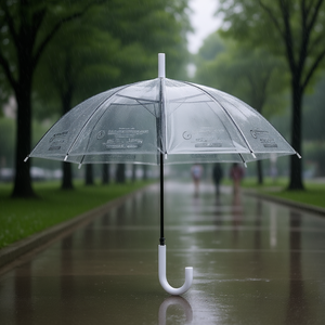 Ombrello Trasparente in Plastica a 8 Stecche, Apertura Manuale, Protezione da Sole e Pioggia, Design Minimalista, Misura Adulto, Ideale per Viaggi - Product Image 2