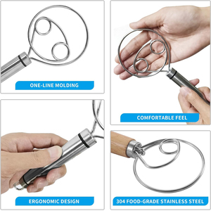 Batteur à œufs en gros, mélangeur de pâte à pain à main, <span class=keywords><strong>fouet</strong></span> danois en acier inoxydable <span class=keywords><strong>pour</strong></span> accessoires de cuisson - Product Image 5