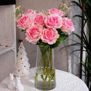 Venta al por Mayor de Fábrica: Rosas Artificiales Modernas Hechas a Mano en Color Polvo de Seda para el Hogar, Día de la Madre, Navidad, Pascua - Product Image 2