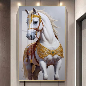 Affiche de décoration intérieure grand format, motif éléphant et cheval, impression sur toile, peinture en porcelaine cristalline, art mural animalier - Product Image 3