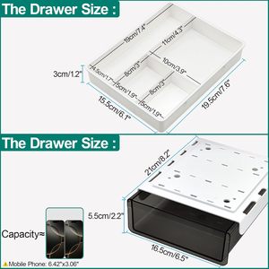 Modern Double <b>Drawer</b> Under Desk <b>Storage</b> Box High Quality ABS <b>Plastic</b> Office Household Organizer - Product Image 2