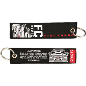 Grosir gantungan kunci Promosi laveros kain kustom Label logo bordir cincin Jet dikepang Label gantungan kunci bordir Jet Tag - Product Image 2