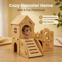 Maisonnette en bambou pour hamster, jouet cachette, nid en bambou, balançoire, balançoire à bascule, cabane de sommeil pour cailles et petits animaux, durable et écologique