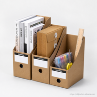 Organisateur de fichiers en papier kraft épais avec logo personnalisé, porte-revues, boîte de rangement de bureau, support de papeterie, écologique