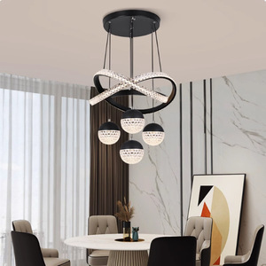 Lustres à LED modernes pour salle à manger, salon, hauteur réglable, télécommande, finition dorée, design luminaire suspendu - Product Image 4