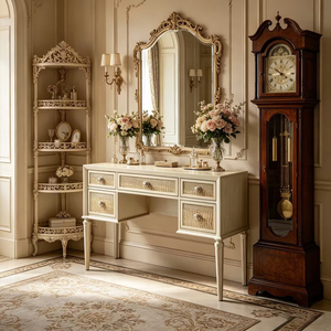 Bureau de luxe <span class=keywords><strong>en</strong></span> <span class=keywords><strong>bois</strong></span> massif à 5 tiroirs, texture crocodile, style <span class=keywords><strong>ancien</strong></span>, innovant, pour chambre à coucher, table de toilette, bureau décoratif pour hôtel - Product Image 4