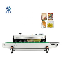 Machine de scellage automatique et continu des sacs avec imprimante de date, thermoscelleuse pour sachets en plastique, aluminium, snacks, café, épices