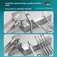 Ensemble de manucure Longhui 11 en 1, kits de pédicure en acier inoxydable, coupe-ongles en acier inoxydable, outils de soins personnels avec étui en cuir PU