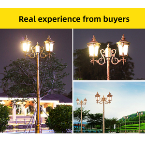 Outdoor Iron Garden Lamp <b>Post</b> LED <b>Solar</b> Powered Dimmable Warm White Glass Shade IP66 AC 220V 2700K Motion Sensor - Product Image 4